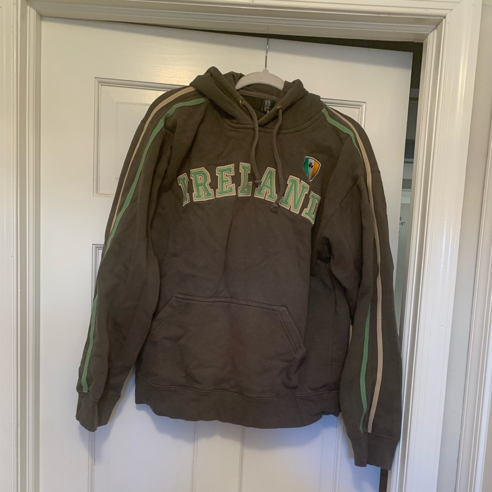 Olive green Ireland Hoodie with creme Accents